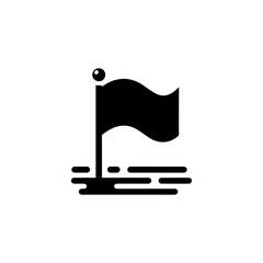 A black flag icon planted on the ground, depicted in a simple, minimalist style.