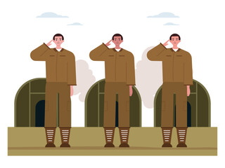 Man US Army soldiers in camouflage. War illustration. Flat vector illustration.