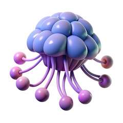 Futuristic 3D Illustration of Abstract Neural Cell Organism with Tentacles Representing Artificial Intelligence and Sci Fi Microbiology Concept
