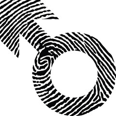 Male symbol fingerprint on white background