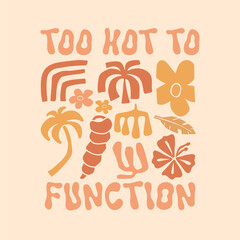 Retro summer florals poster design, Boho summer t-shirt design, Aesthetic bohemian tropical for print, Vintage summer graphic 