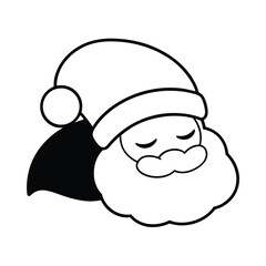 Charming illustration of a sleepy santa claus with his festive red hat pulled down over his eyes resting peacefully on a clean white background