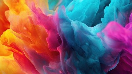 Abstract colorful background with flowing smoke, light, and fire patterns creating a vibrant, dark, and swirling wave design