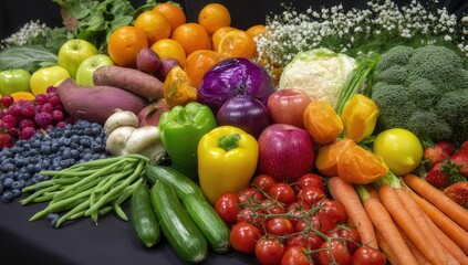 Colorful array of fresh fruits and vegetables (2)