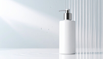 Cream in a glass-based cosmetic container against a background with natural light and shadows.