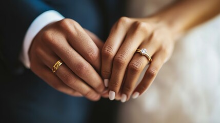 The couple held hands and put on each other's wedding rings.