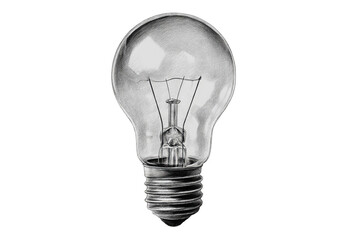 Detailed grayscale pencil sketch of a classic incandescent light bulb, showcasing its filament and base