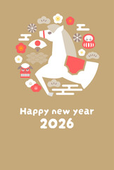 午年の年賀状ベクターイラスト 2026年
