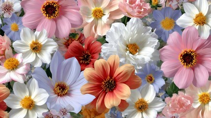 A breathtaking bouquet, colorful symphony of flowers in full bloom vibrant