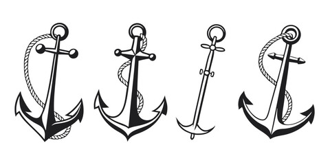 Nautical Anchor Silhouette Vector Icon Set ©  photo99