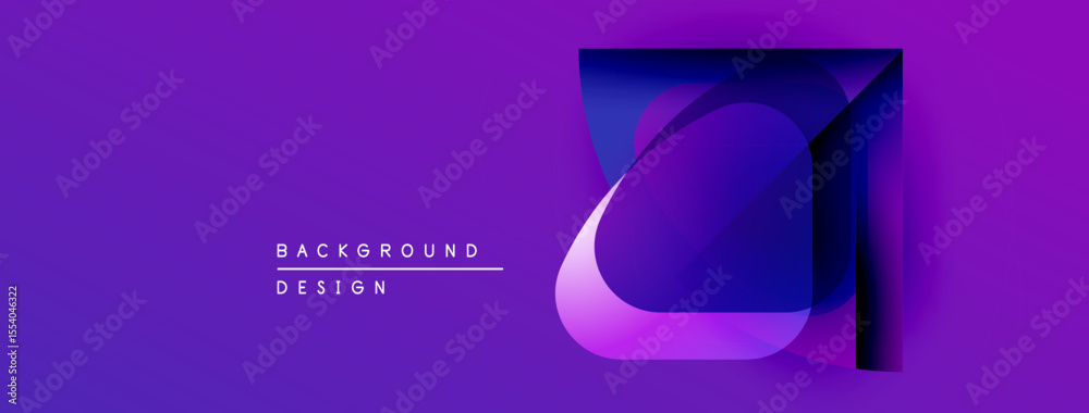 Aufkleber Abstract purple design features overlapping squares, circles. Gradient colors create depth, modern aesthetic. Minimalist text present.