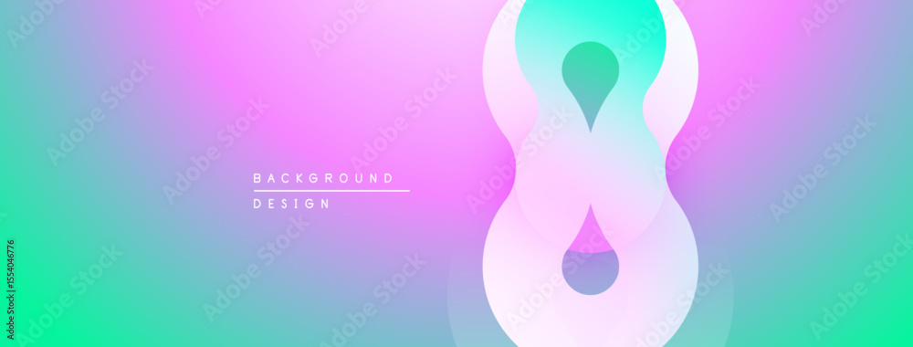 Poster abstract design features soft gradients, flowing shapes. pink, purple, turquoise hues create calming