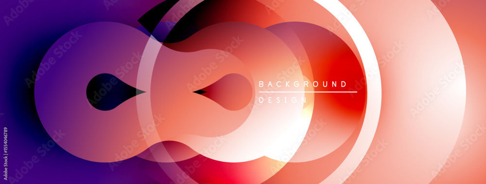 Aufkleber Abstract fluid shapes, gradients, vibrant colors create modern background. Overlapping circles, smooth transitions define design.