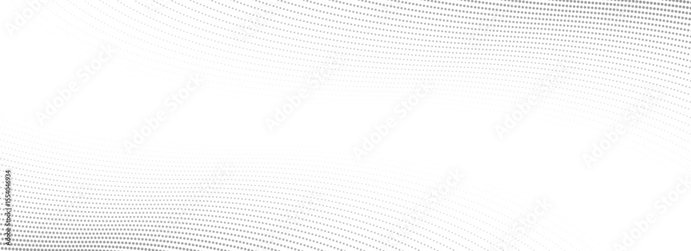 Poster Abstract dotted wave line background. Light grey dynamic dash stripe texture. Warped and curved lines wallpaper for tech design template, presentation, brochure, leaflet, booklet. Vector backdrop