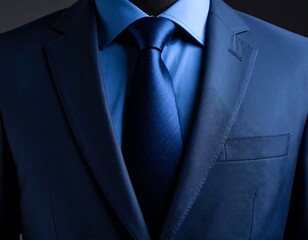 Close-up of a dark blue suit