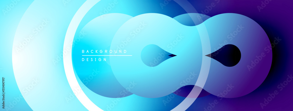 Aufkleber Abstract blue gradient design. Overlapping circles create modern, flowing visual effect. Minimalist background suitable for digital projects.