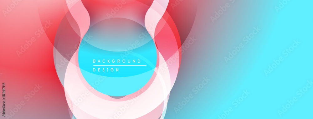 Poster Abstract design features overlapping circles, gradients. Pink, blue hues create modern visual effect. Minimalist style, clean composition.