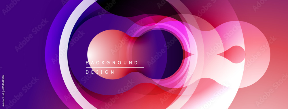 Poster Abstract circular layers, vibrant colors blend. Modern design, smooth gradients create dynamic visual effect.