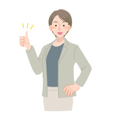 笑顔でグッドサインをするキャリアウーマン
