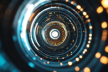 Abstract technology tunnel with light streaks and futuristic data stream effect background