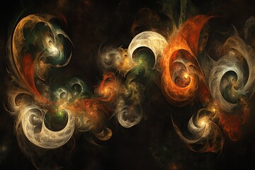 Swirling Abstract Fractal Art with Dynamic Motion, Rich Colors and Intricate Details for Design