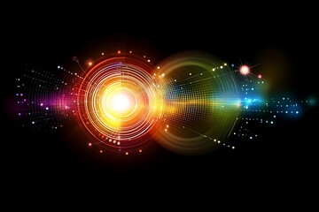 Abstract technology background with glowing circles, rings, and light effects for futuristic designs