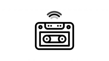 casette minimalist line animation