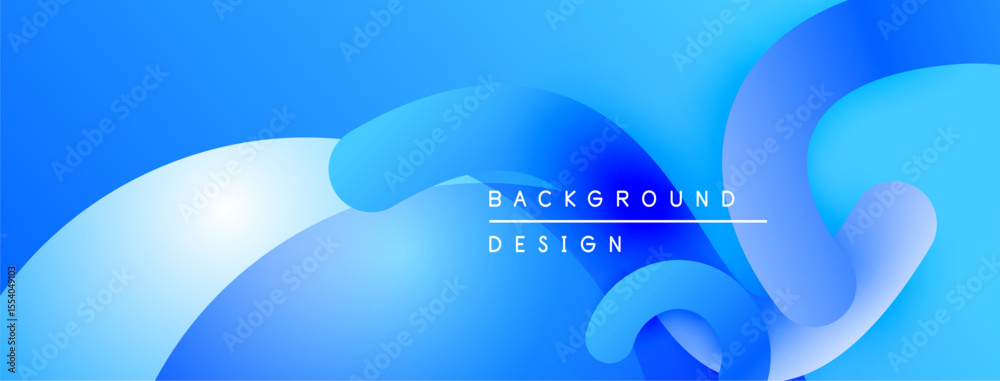Poster Abstract blue background. Smooth shapes overlap creating dynamic visual effect. Modern design suitable for digital projects.