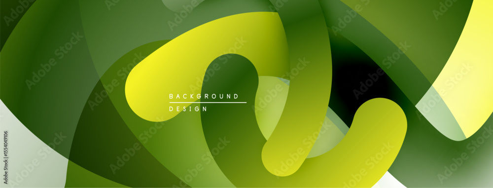 Aufkleber Abstract fluid shapes, vibrant green hues, modern design. Smooth gradients create dynamic composition. Minimalist aesthetic.