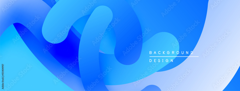 Poster abstract blue flowing shapes create dynamic background. smooth gradients, modern design, vibrant col