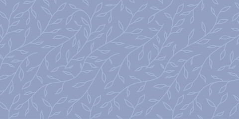 Seamless outline leaf pattern in soft lavender tones. Elegant botanical background perfect for fabric, wallpaper, packaging, eco design, and modern nature-inspired digital projects.