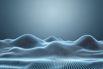 Abstract digital landscape with glowing dots and smooth waves for data visualization