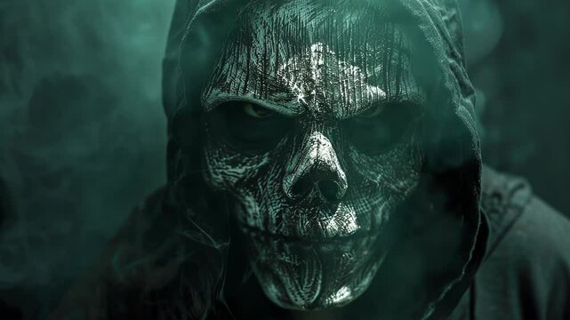 Man in Hood and Mask with Smoke