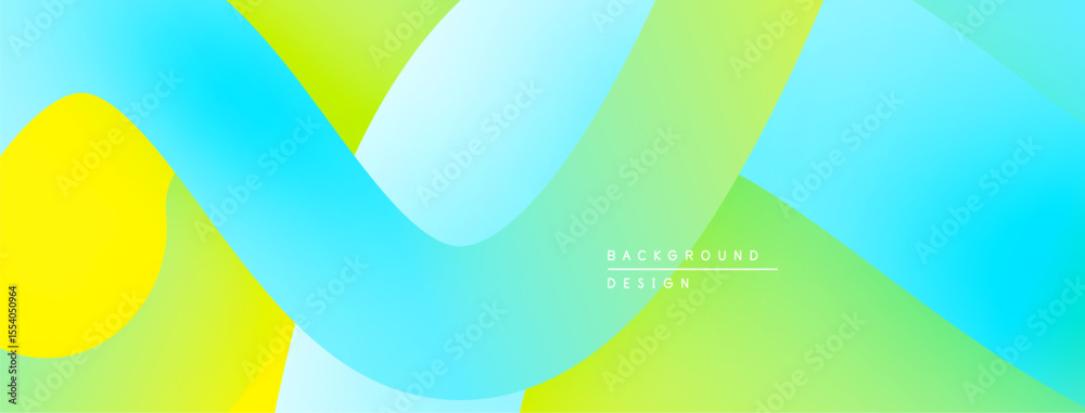 Poster abstract background features vibrant gradients, overlapping shapes. yellow, green, blue hues create 
