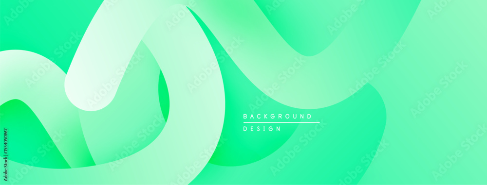 Aufkleber Abstract green background. Smooth flowing shapes create dynamic visual effect. Light gradients add depth, modern aesthetic.
