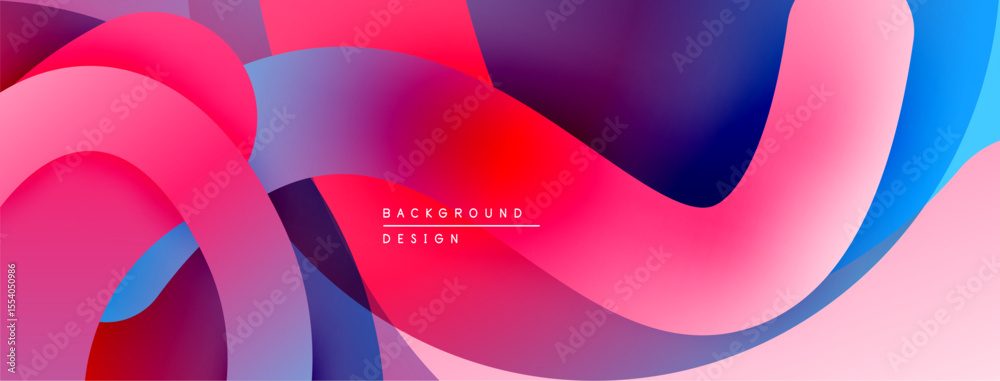 Poster Abstract fluid shapes, vibrant colors blend. Modern design, smooth gradients create dynamic composition. Pink, blue, purple hues dominate.