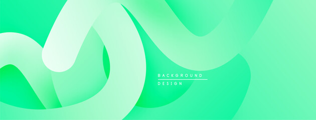 Abstract green background. Smooth flowing shapes create dynamic visual effect. Light gradients add depth, modern aesthetic.