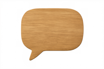 Empty wooden speech bubble representing communication, isolated on transparent background, providing space for custom text or design