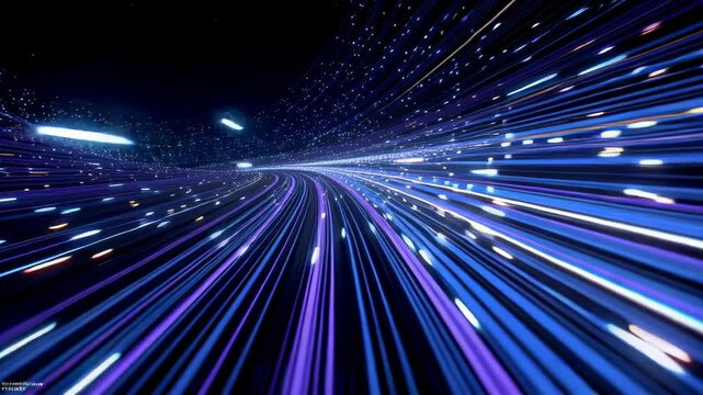 An abstract, non-physical space representing a digital network's core. Countless streams of light, like fiber optic cables, converge and diverge from a brilliant, pulsating central nexus. 