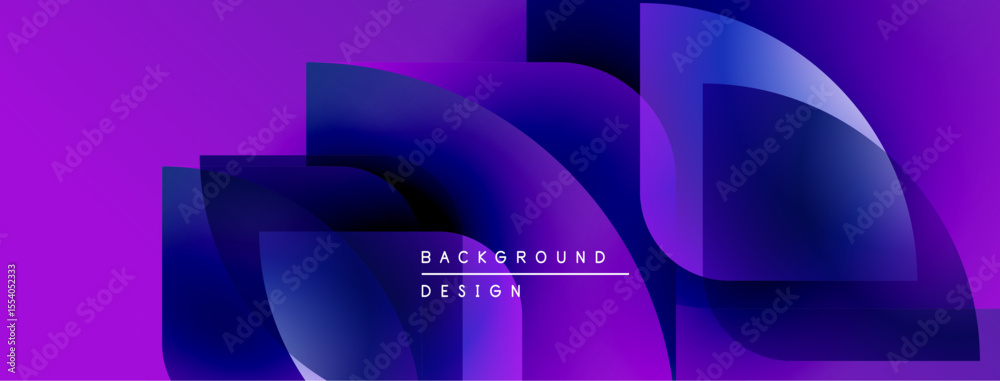 Fototapete Abstract purple background features flowing shapes, gradients. Modern design elements create dynamic visual experience. Text reads background design.