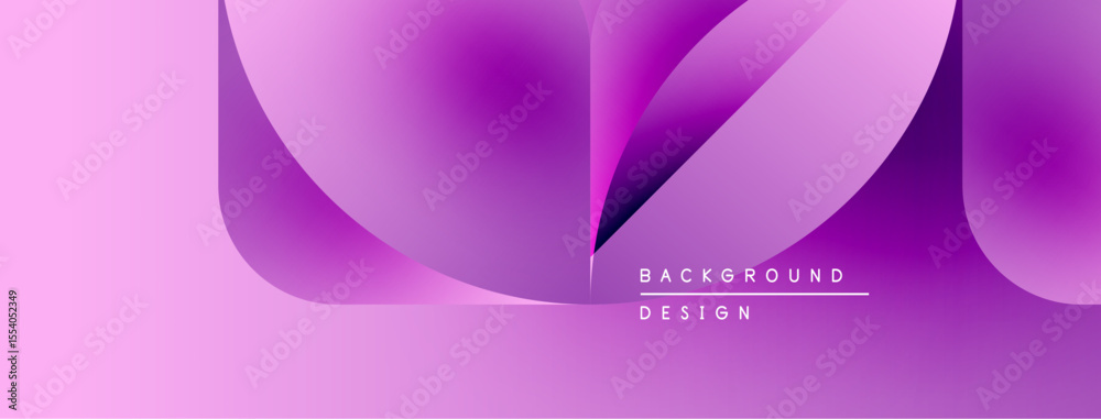 Poster Abstract purple gradients form flowing shapes. Text reads background design in simple font. Modern, vibrant visual composition.