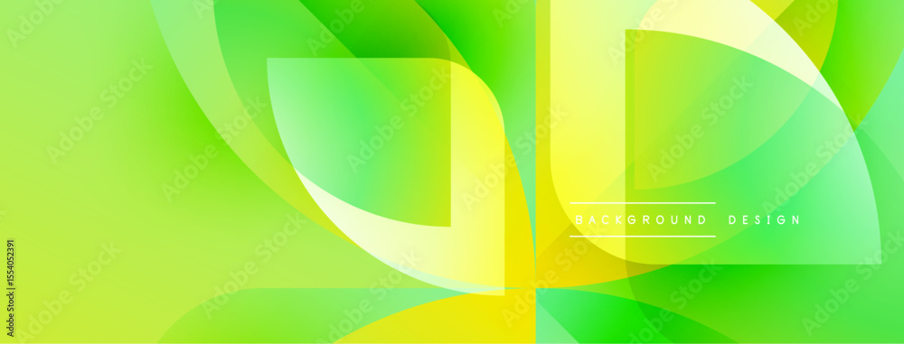 Poster Abstract vibrant background. Smooth flowing shapes, gradients create dynamic visual effect. Yellow, green hues dominate composition.