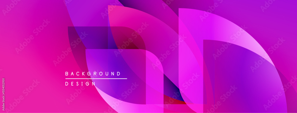 Poster Abstract pink purple gradient background. Overlapping shapes create dynamic visual effect. Modern design elements present.