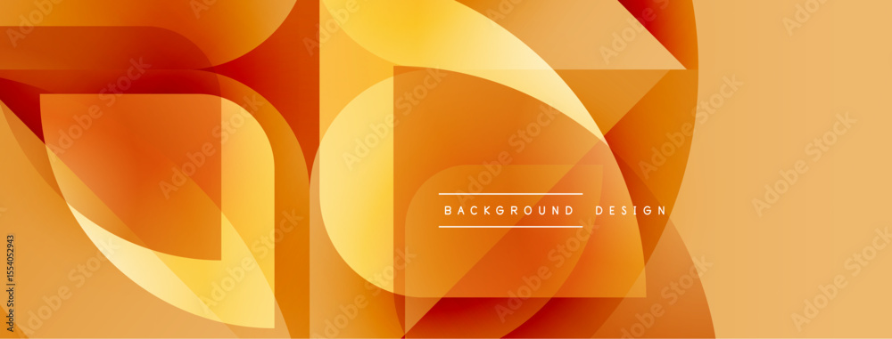 Aufkleber Abstract orange design. Geometric shapes overlap creating dynamic visual effect. Warm tones dominate composition. Modern style.