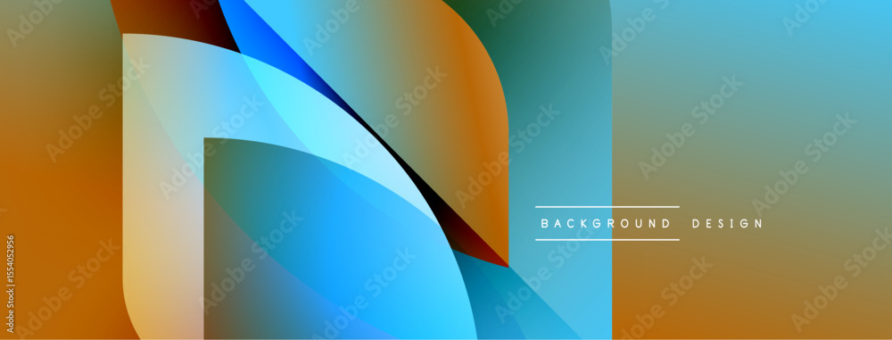 Poster Abstract geometric shapes blend vibrant colors. Smooth gradients create dynamic composition, modern design element.