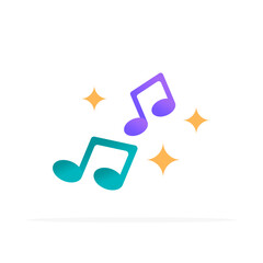 music notes icon, flat colored vector. modern and minimalist design