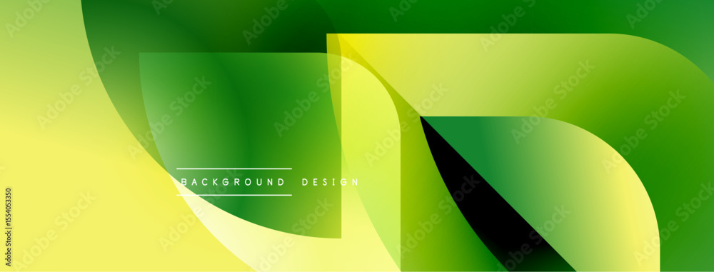 Poster abstract flowing shapes, vibrant green, yellow hues. modern design, smooth gradients create dynamic 