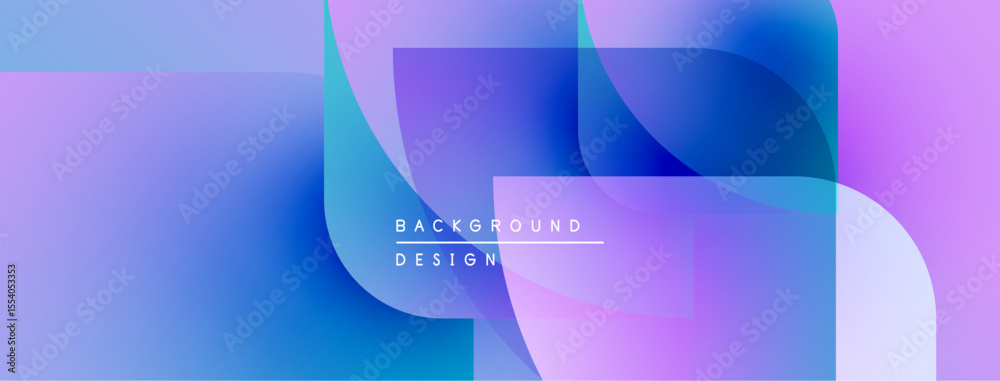Poster abstract fluid shapes overlap, creating vibrant purple, blue gradients. text reads background design