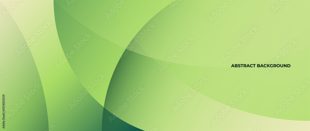 Poster Green abstract background with subtle color gradations and beautiful curved lines. A neatly arranged wave pattern.