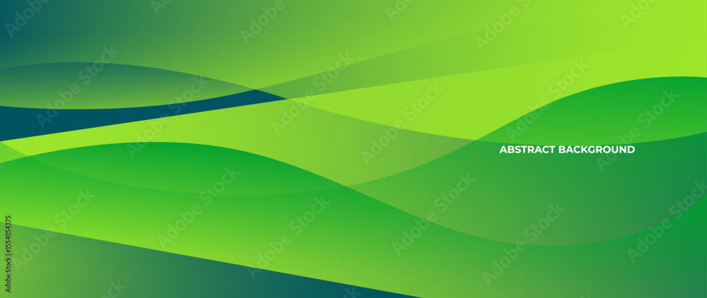 Poster Green abstract background with subtle color gradations and beautiful curved lines. A neatly arranged wave pattern.